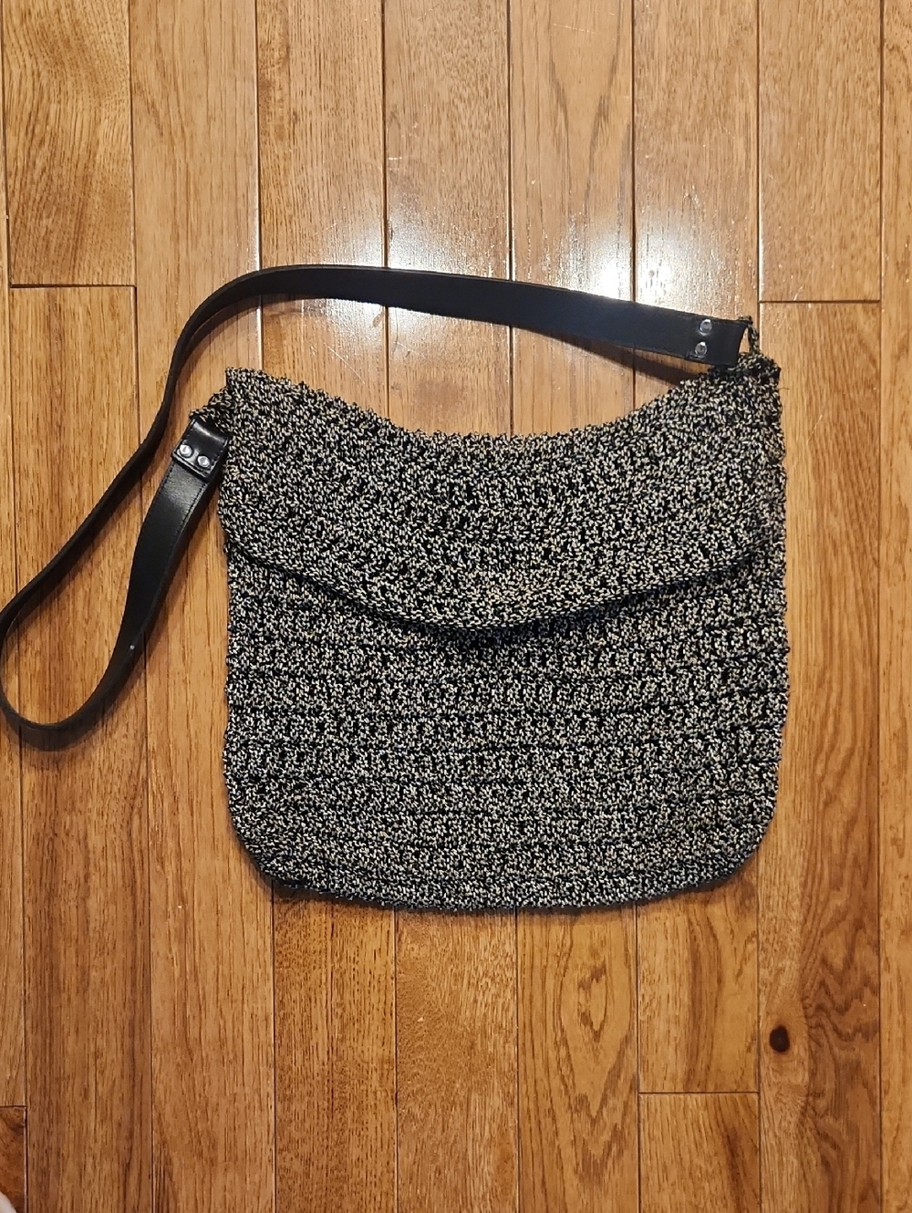Carrie Forbes Woven Crossbody Bag – Black & Tan P-005